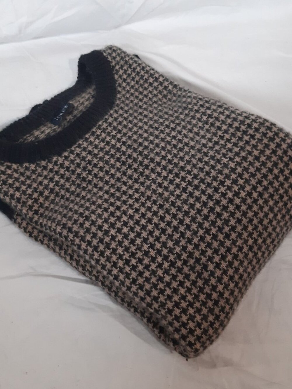 J Crew Black And Tan Houndstooth Sweater, Men's L